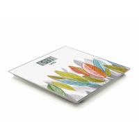BILANCIA P/P. ELETTRONICA VETRO KG.180 BIANCA C/FOGLIE PS1076W