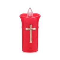 LUMINO VOTIVO MM.130 LPS01 ROSSO C/CROCE FIAMMA GIALLA 2XAA